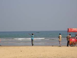 en la playa de Visakhapatnam