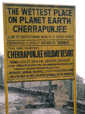 Cartel en Cherrapunji